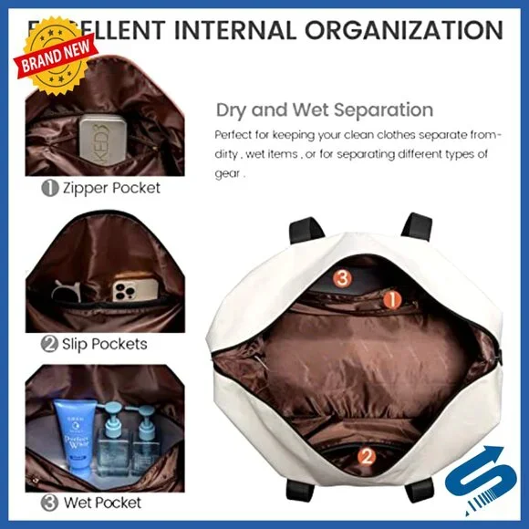 Large Travel Duffel Bag with Packing Cubes Shoe Compartment Weekender Carry On - Picture 4 of 7